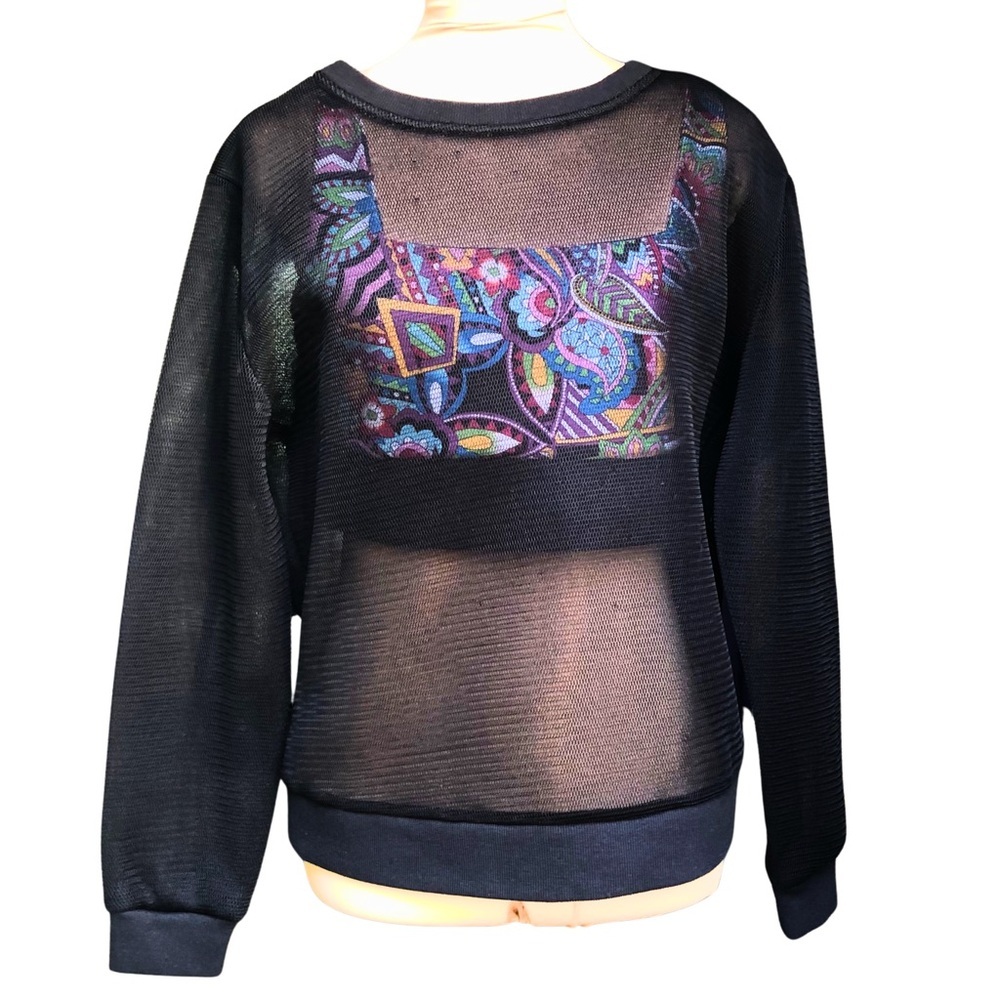 Large - EUC - Lucy - Black Mesh Long Sleeve Sweater